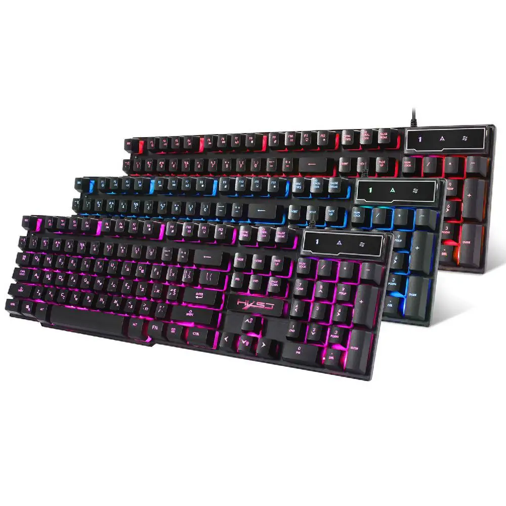 HobbyLane R8 Gaming Wired Keyboard Imitation Mechanical Keyboard with RGB Backlight 104 Keys for English+Russian Gamer d35