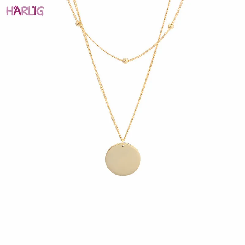 

Harlig sterling silver 925 gold color pendant necklace for women allergy free fashion jewelry trendy style