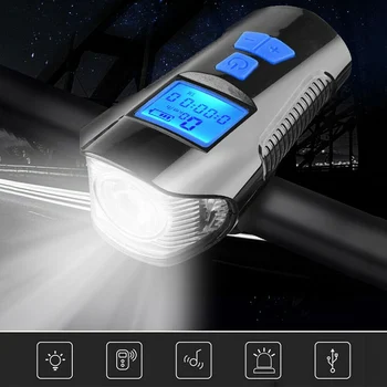 

Waterproof Bicycle Light USB Charging Bike Front Light Flashlight Handlebar Cycling Head Light Speed Meter LCD Screen