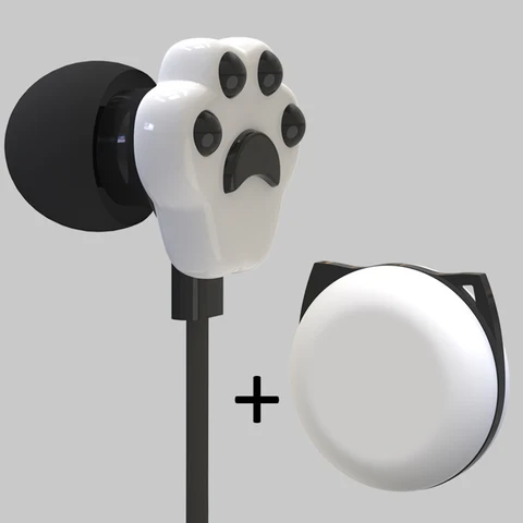 In Ear Cat Earphones with Microphone Earbuds Headset Storage Case Bag for iPods Smartphone MP3 PC Music Listening