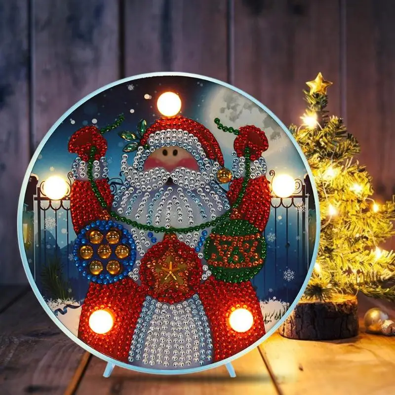 DIY рождественские светодиодные лампы особой формы бриллиантовый рисунок Рождество снеговик украшение "Лось" вышивка моделирование лампа Настольный Декор