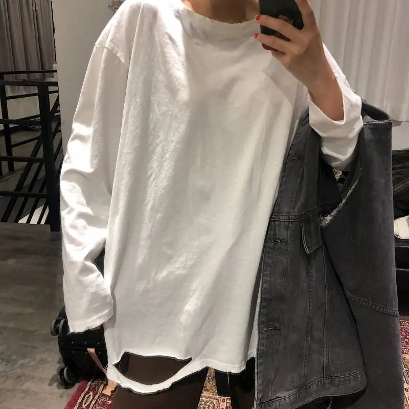 Bella philosophy Wonder Harajuku White Casual Tshirt Streetwear Female Tops Tee Long Sleeve Fashion Kpop T Shirt Hip Hop | Женская