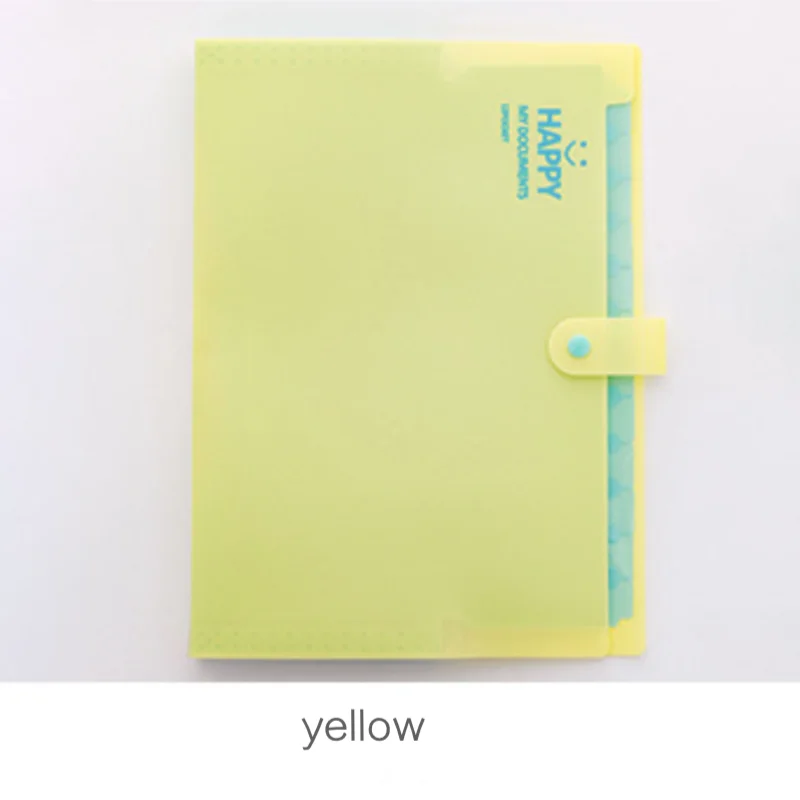 Креативные канцелярские принадлежности А4, Сумка для документов, конфетный цвет, смайлик, папка для файлов, расширяющийся кошелек, папки для купюр, милые офисные школьные принадлежности - Color: yellow