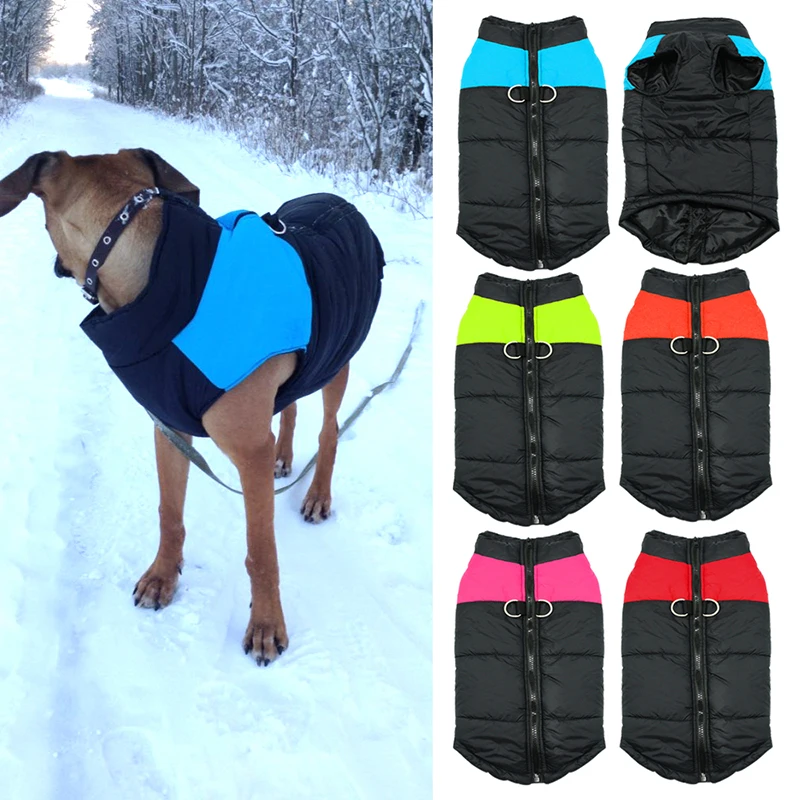 Куртка для собак, зимнее пальто, одежда, Теплый жилет для щенков, одежда из водонепроницаемого нейлона для маленьких, средних и больших собак, 4 цвета, S-5XL