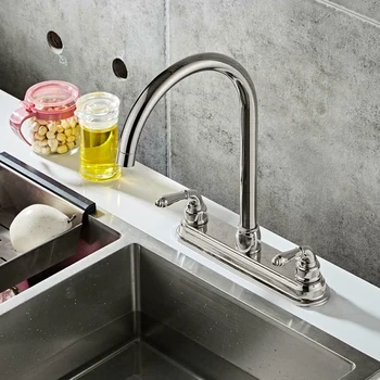 

Tool Faucet Replacement Stainless Steel Pipe 2 handle Dual hole Tap Basin