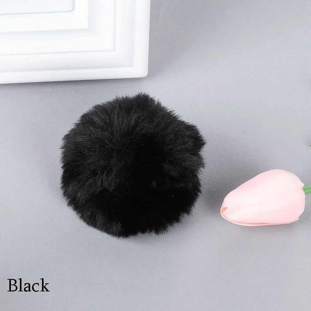 black 1 шт многоцветная искусственная кроличья меховой шарик плюшевый пушистый помпон брелок Аксессуары Одежда поставки сумка Автомобиль Подвеска Одежда DIY ремесло - Цвет: black