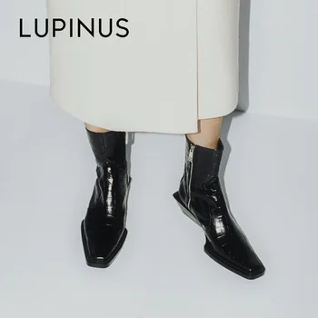 

Lupinus Black Stone Pattern Ankle Boots For Women 2020 New Fashion Square Toe Women Western Ankle Boots Square Heel Women Boots