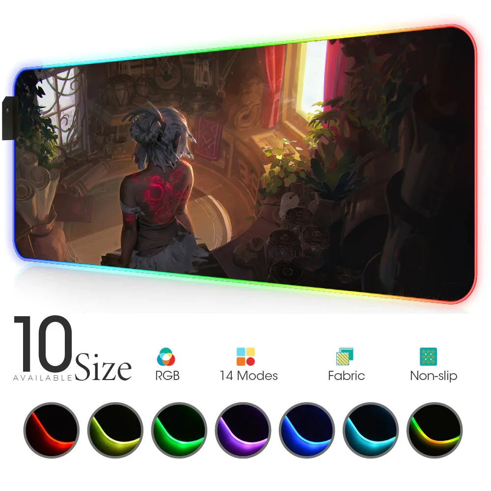 

Sexy girl anime Mouse Pad RGB Black Escritorio Gamer Accessories Large LED MousePad Gaming with Backlit escritorio accesorio