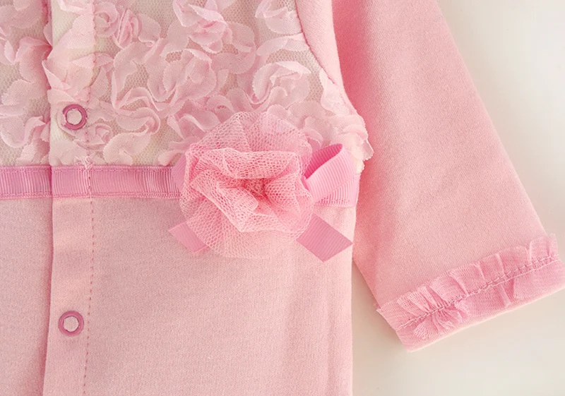 Clearance Big Sale Newborn Baby Girl Cotton Lace Footies with Cap New Spring Summer 1piece Overall Infant Girls Clothes Born 9m