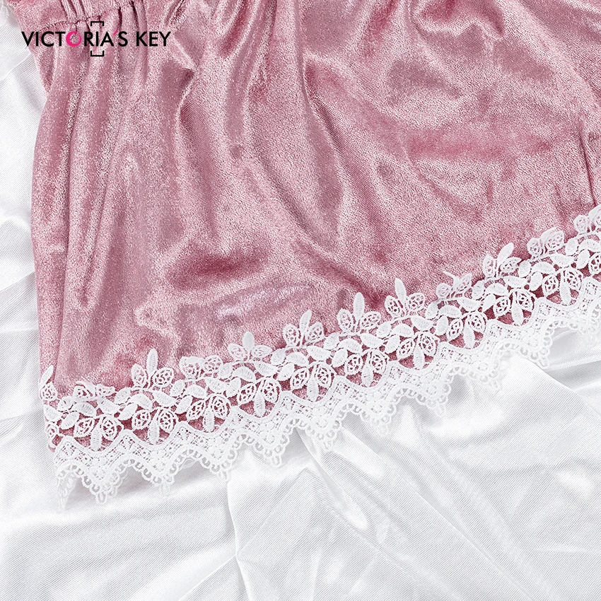 Викторианский ключ розовый бархат женский халат и платье наборы кружева халат Cami и брюки 4 шт. пижамы пижамный комплект ночное белье женский
