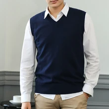 Мужской кашемировый вязаный свитер жилет зима осень однотонный Повседневный стиль, широкий крой без рукавов трикотажные свитера пуловеры топы для мужчин негабаритных