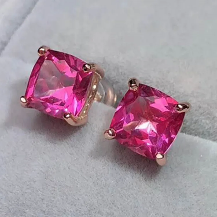 

Multicolored 925 Sterling Inlaid Natural Powder Topaz Ear Stud Pure Cutting Surface Support CIQ Reinspection