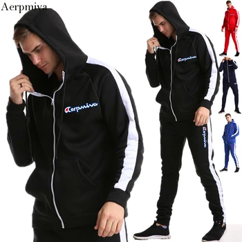 

Aerpmiva2020 new men's sportswear trousers + hooded sweater 2 piece suit casual fashion men's fitness streetwear