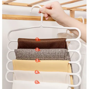 

1PC Non-slip 5 layers Pants Rack Home MultiFunctional Clothes Hangers Cloth Storage Rack Multilayer Scarf Tie Belt Rack Hanger