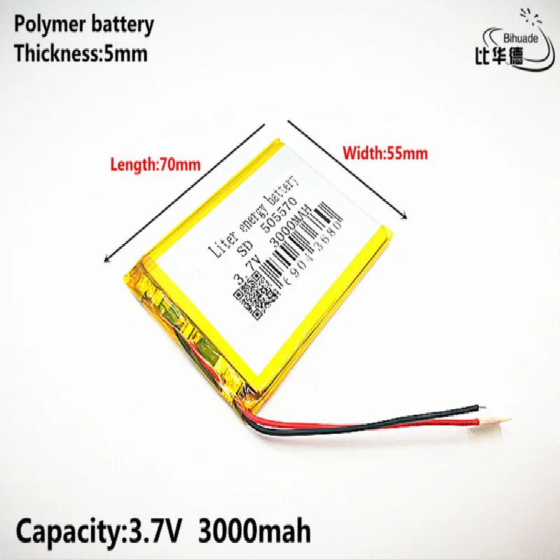 

Liter energy battery Good Qulity 3.7V,3000mAH,505570 Polymer lithium ion / Li-ion battery for TOY,POWER BANK,GPS,mp3,mp4