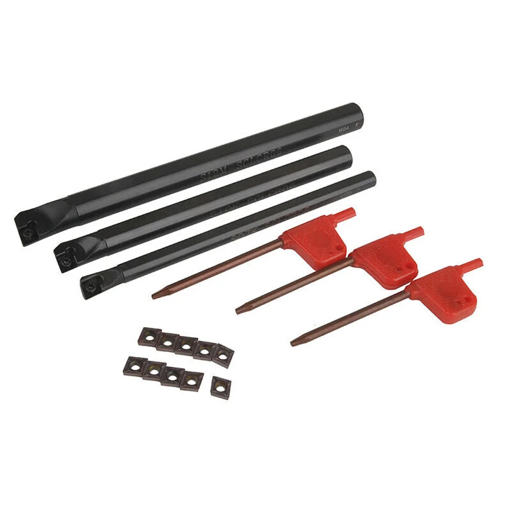 

3pcs SCLCR Lathe Boring Bar Holder +10pcs CCMT0602 Carbide Insert + 3pcs Wrench Durable And Practical