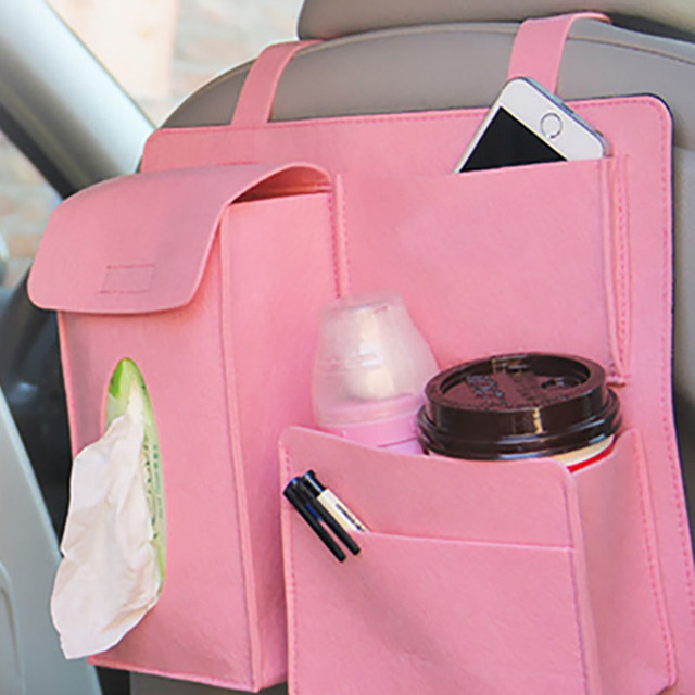 Back Seat Storage Bag Organizer Hanging Bag Paper Towel Mobile Phone Storage Felt Bag  Debris Organizer Accessories