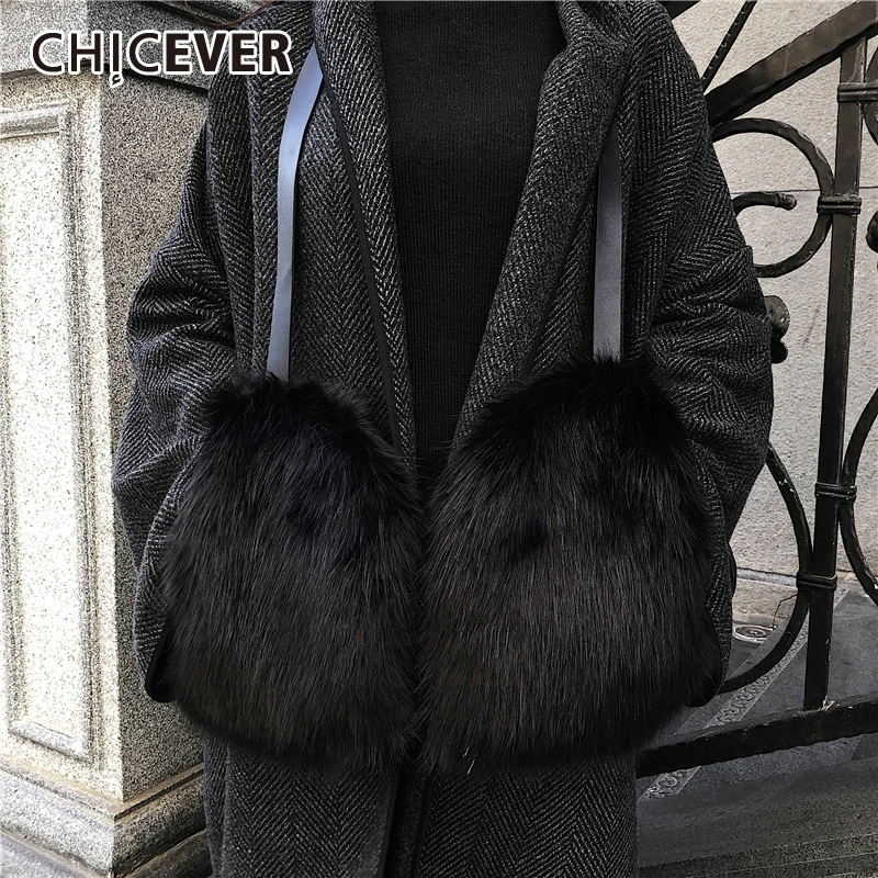 CHICEVER корейские шикарные стильные меховые женские перчатки теплые зимние