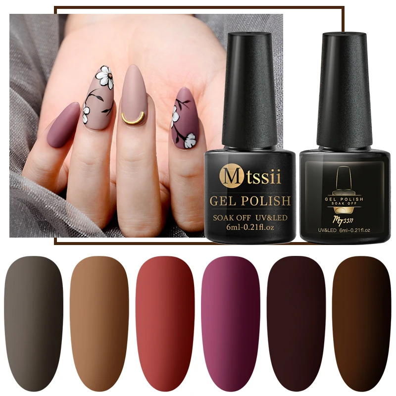 

Mtssii 6ml Matte UV Gel Nail Polish Pure Nail Color Need Matte Top Coat Soak Off Gel Lacquer DYI Manicure Nail Art Varnish