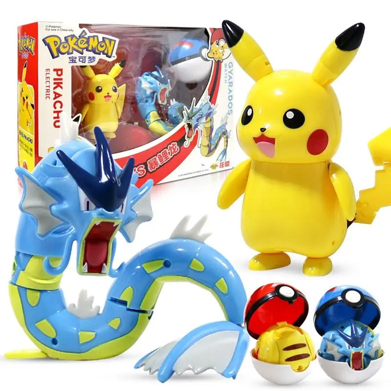

Pokemon Pikachu Gyarados Toys Model Pocket Elf Ball Manual Deformation Robot Elf Baby Set Movie & TV Toy Figure