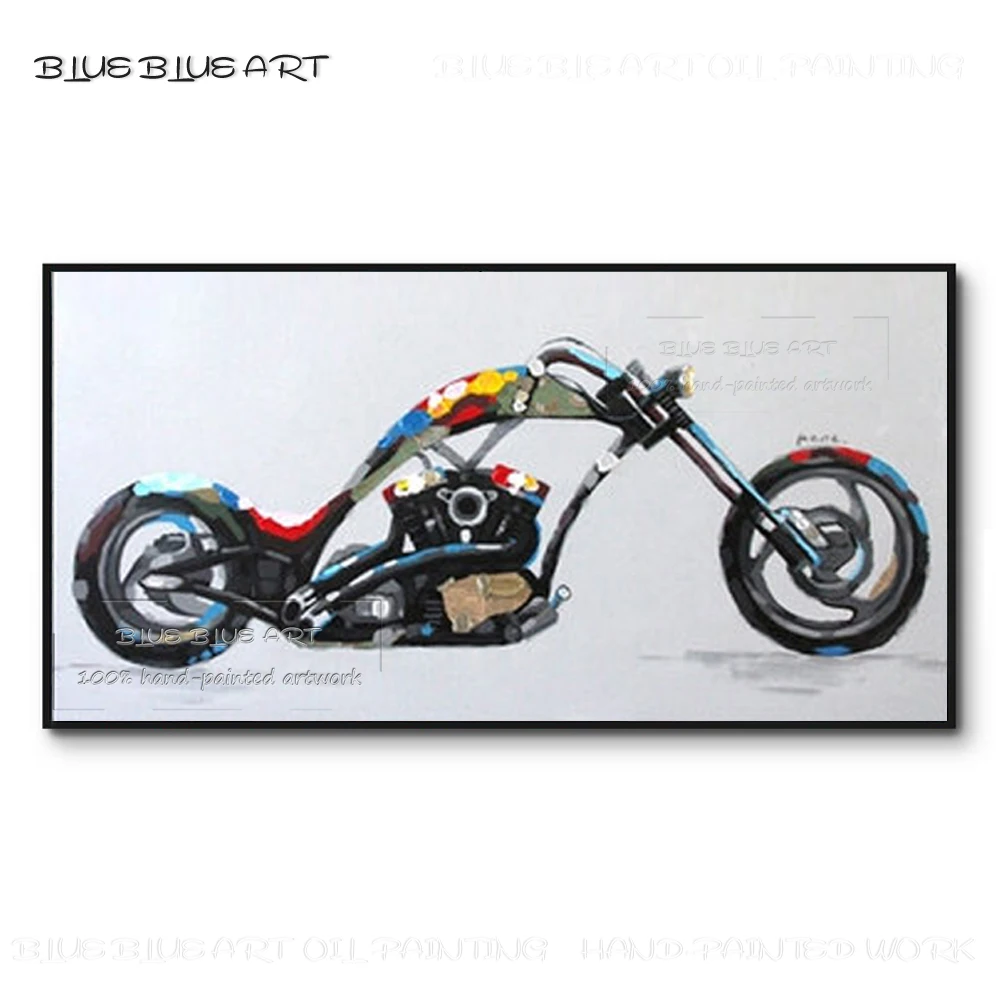 

Big Canvas Wall Art Hand-painted Motorcycle Oil Painting on Canvas Fashion Fine Art Handmade Modern Motorcycle Acrylic Painting