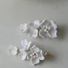 Ins Porcelain Flower Wedding Earrings Bridal Jewelry Gold Silver Color Handmade Women Drop Earring 5