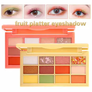 

12 Color Fruit Platter Eyeshadow Plate Shiny Matte Palette Waterproof Pigment Shimmer Eyeshadow Powder Makeup Tool TSLM2