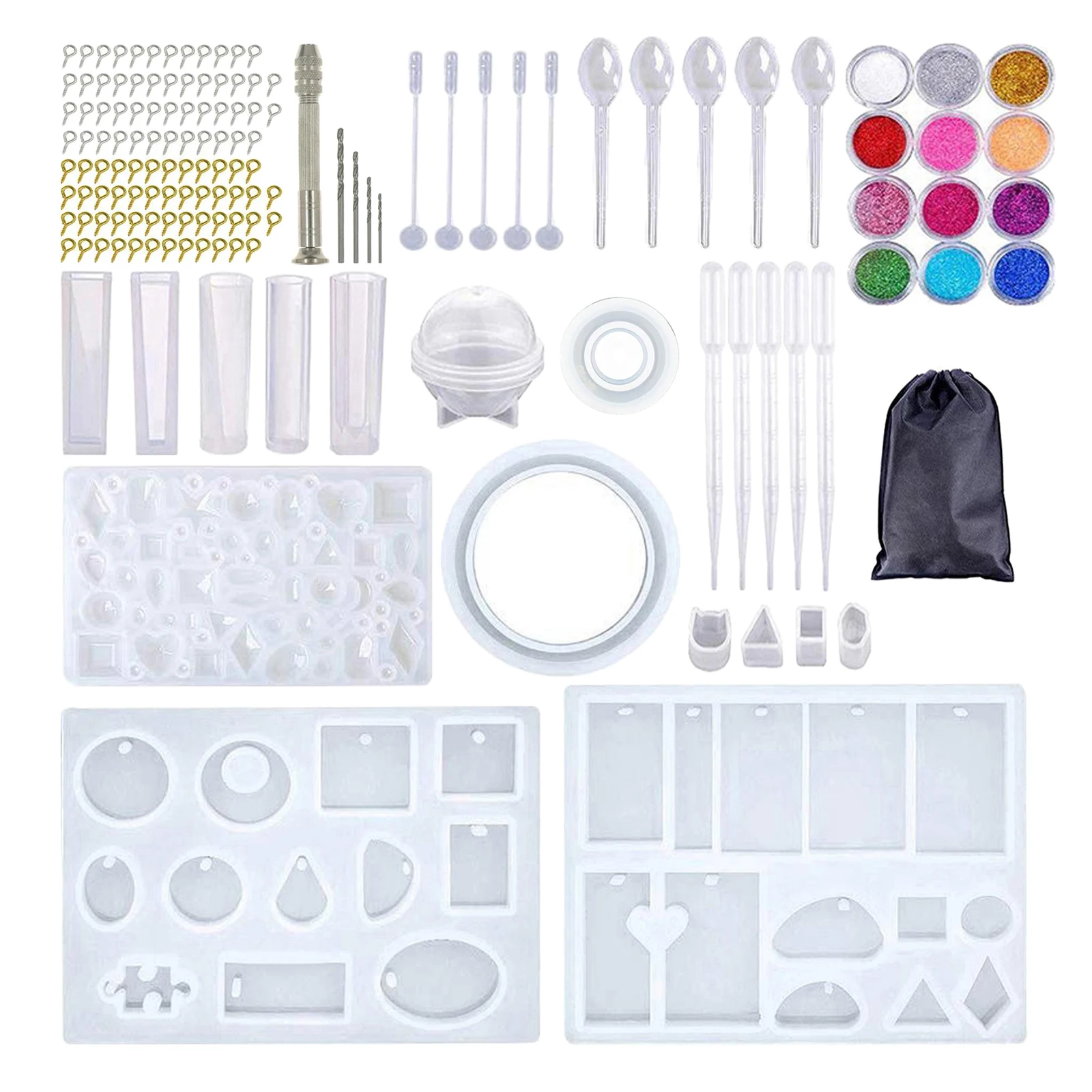 

148 Pieces Silicone Casting Molds and Tools Set with a Black Storage Bag for DIY Jewelry Craft Making