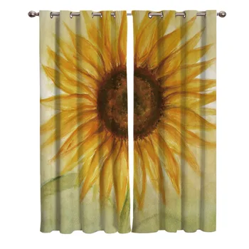 

Sunflower Curtains Window Living Room Curtains Kitchen Indoor Window High Blackout Curtain