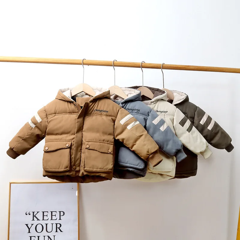 

Winter New Style CHILDREN'S Cotton Wear Korean-style Children BOY'S down Jacket Cotton-padded Clothes Brushed And Thick Baby Hoo
