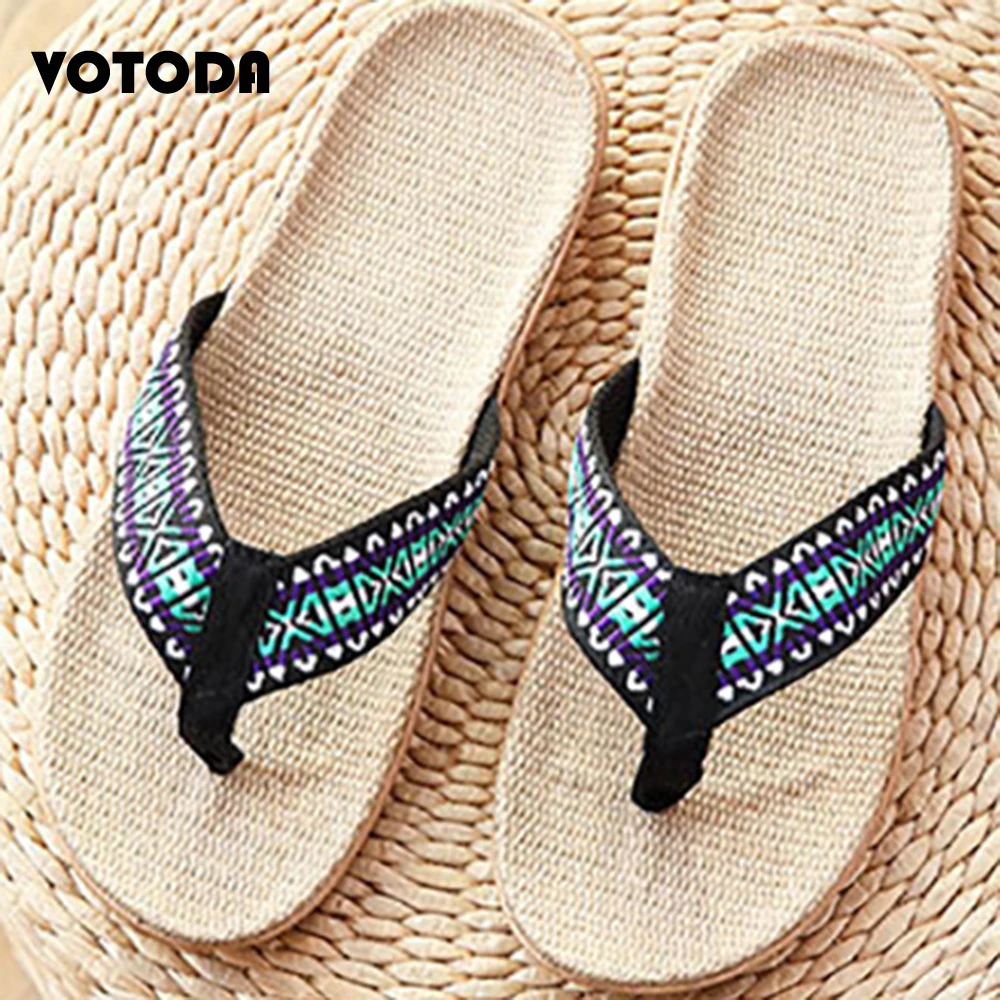 

Summer Men Slippers Linen Flip Flop Indoor Flax Beach Sandals Flats Breathable Slides Striped Unisex Slippers Male Casuual Shoes