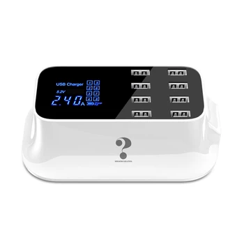 

WENHAO Universal Led Display Screen Multi-Port 8 Ports Usb Travel Wall Charger Hub Desktop Charge Station For Mobile Phone Note