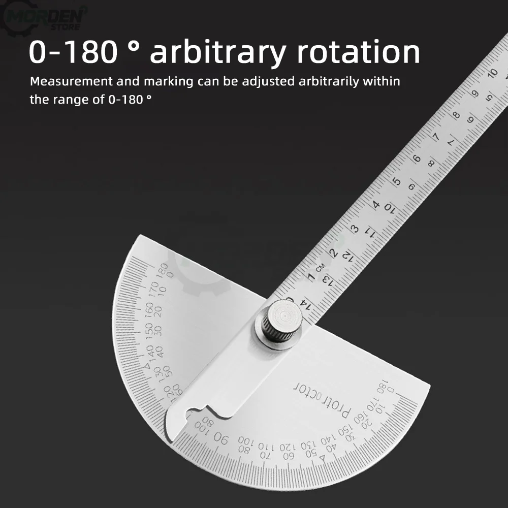 180 Degree Protractor Metal Angle Finder Goniometer Angle Ruler Stainless Steel Woodworking Tools Rotary Measuring Ruler Tools
