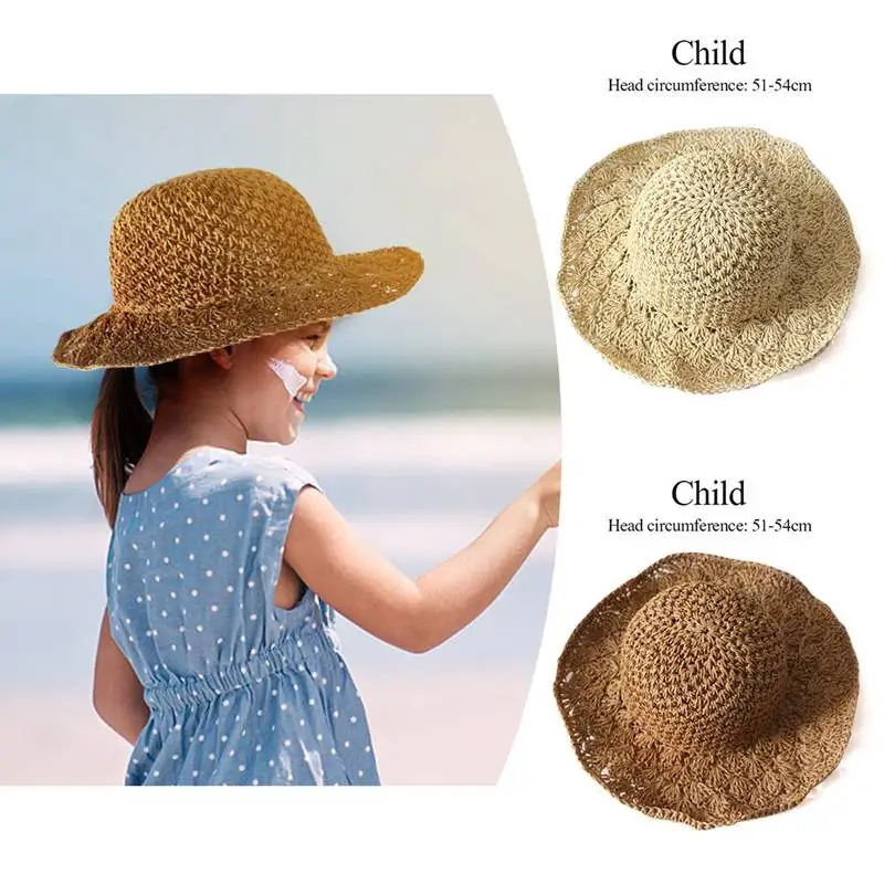 Beige Детская Панама, с крючком, ананас, козырек, пляжная шляпа, ручная Складная соломенная шляпа, уличная шляпа от солнца - Цвет: Beige