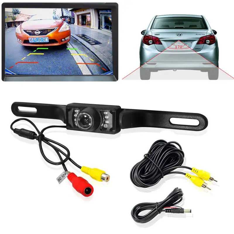 

TOSPRA 8LED HD Video Car Rear View Camera CCD Infrared Wide Degree Waterproof Night Vision Reversing Auto Backup Parking Monitor