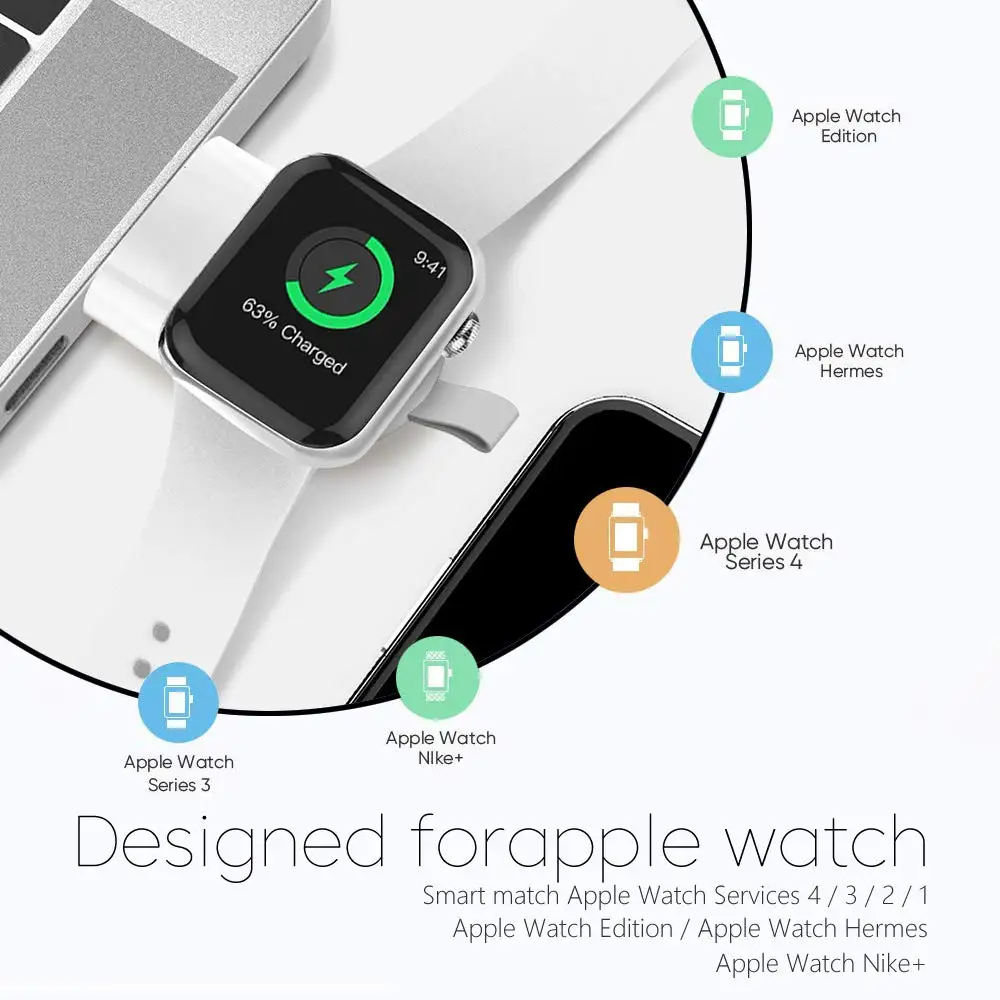 Портативное беспроводное зарядное устройство для apple watch series 5 4 3 2 1 44 мм/40 мм