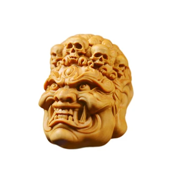 

Handmade Poplar Wood Beast Head Decoration Art Craft Toy Model