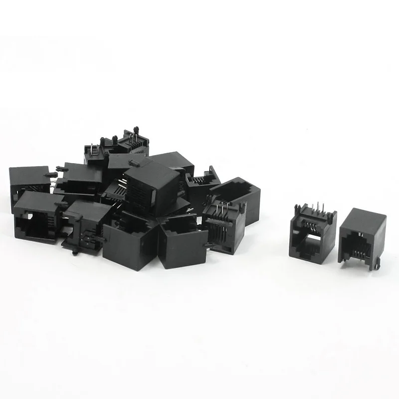 

20pcs RJ11 6P4C Computer Internet Network PCB Jack Socket Black