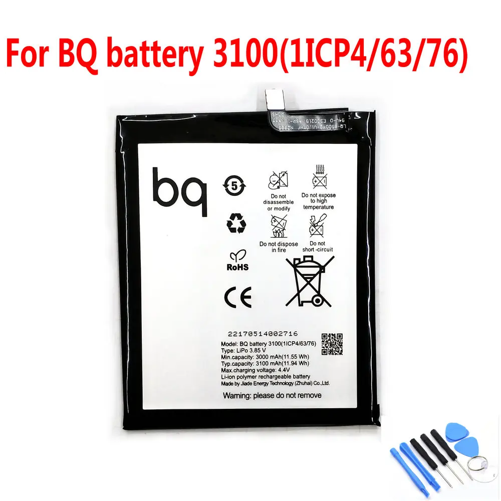 Новый оригинальный аккумулятор 3100 мАч для Аккумулятор BQ 3100(1ICP4/63/76) мобильный