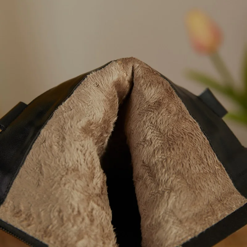 Punk style flats platform women ankle boots fashion soft leather ladies slip on chunky shoes beige black women's motorcycle soot