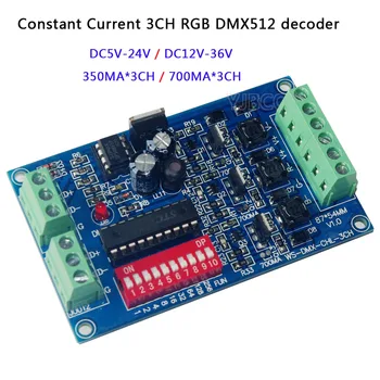 

DC5V-24V/DC12V-36V RGB Constant Current 700ma*3CH 350ma*3CH DMX512 decoder led controller led dimmer For led strip lamp bulb