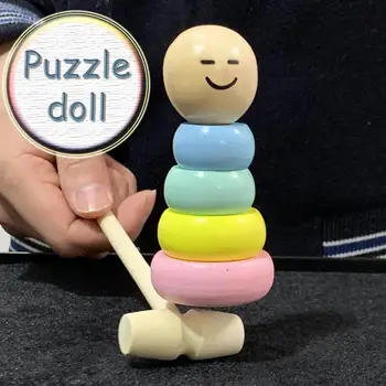

Puppet Toy Children'sToy Puppet Tumbler Small Wooden Man Novelty Magic Toy Smiley Face Puppet Beat Not Loose Tumbler Novelty Toy
