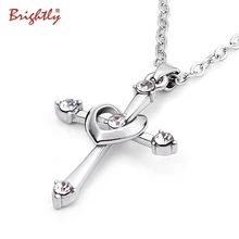 Ярко сердце Ожерелье Подвеска Крест Роскошные Стразы чокер ожерелье с цепочкой для женщин Подарки модные ювелирные изделия Прямая