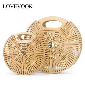 

Lovevook women handbag bamboo bags summer beach bags for travel handmade woven straw/rattan bags for ladies 2020 luxury Bohemia