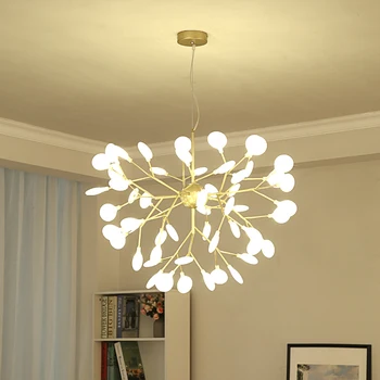 

Designer Modern Glass Firefly black gold Chandelier for Living room bedroom lamp Frosted glass tree branch chandelier lighting