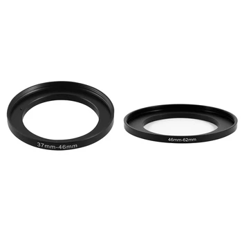 

2 Pcs Camera Parts Lens Filter Step Up Ring Adapter Black, 37mm-46mm & 46mm-62mm