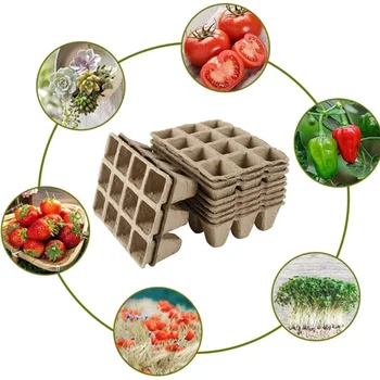 

Garden Peat Pots Plant Marker 12 Holes Biodegradable Flowers Garden Tool Seeds Starter Tray Kit for Home Outdoor E2S