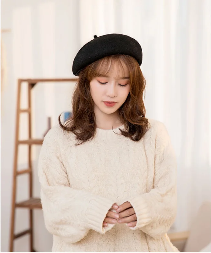 Autumn Winter Women Fashion Cashmere Adjustable Berets New Wool Hat Female Warm Solid Color Cap