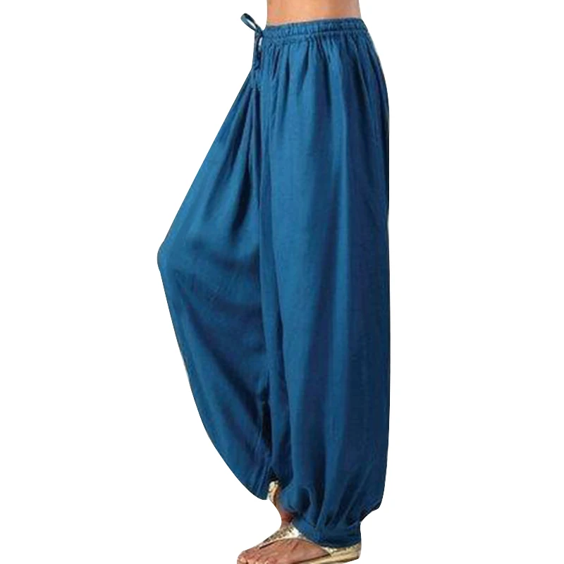 

2019 New Women Pants Casual Baggy Boho Gypsy Solid Color Loose Aladdin Harem Pants Lady Trousers KS-shipping