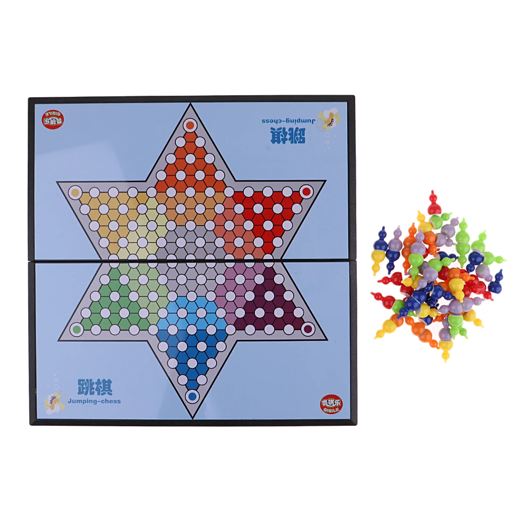 Magnetic Folding Chinese Checkers Strategy Board Game for Up to Six Players